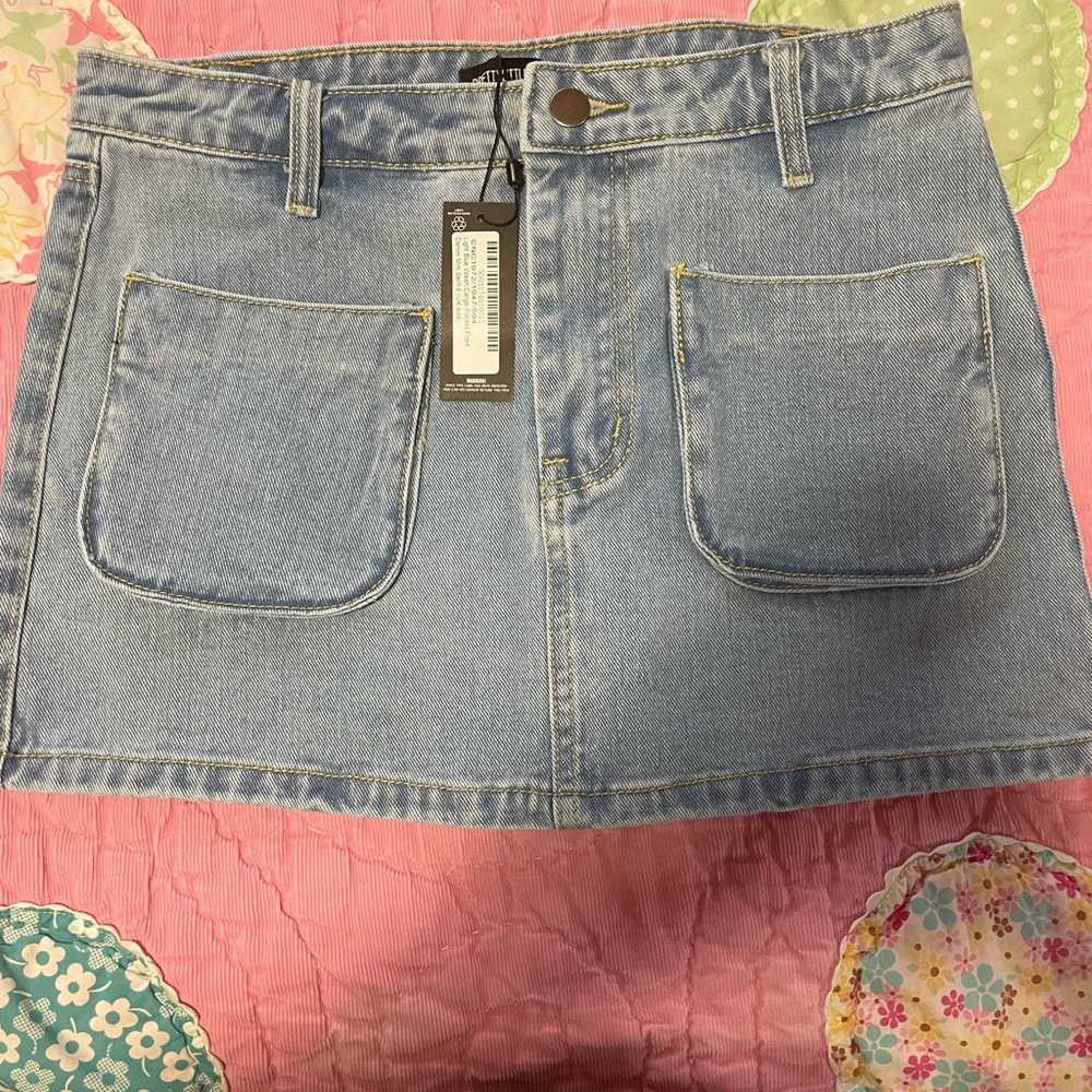 PrettyLittleThing Blue Cargo Mini Skirt